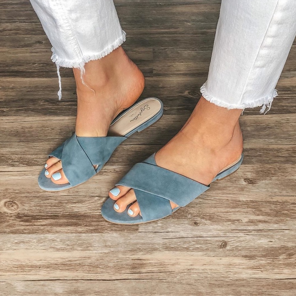 Seychelles Continental Slide Sandal, Mid Blue, 9